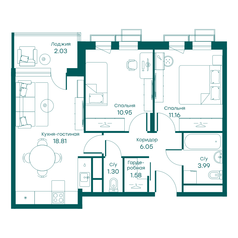 3х-комнатная квартира в ЖК Равновесие