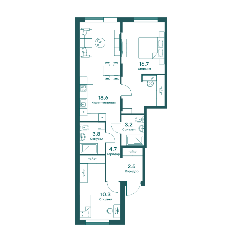 3х-комнатная квартира в ЖК Равновесие
