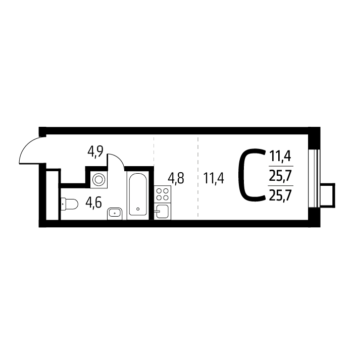 Квартира-студия в ЖК Район Новые Ватутинки мкр. Центральный