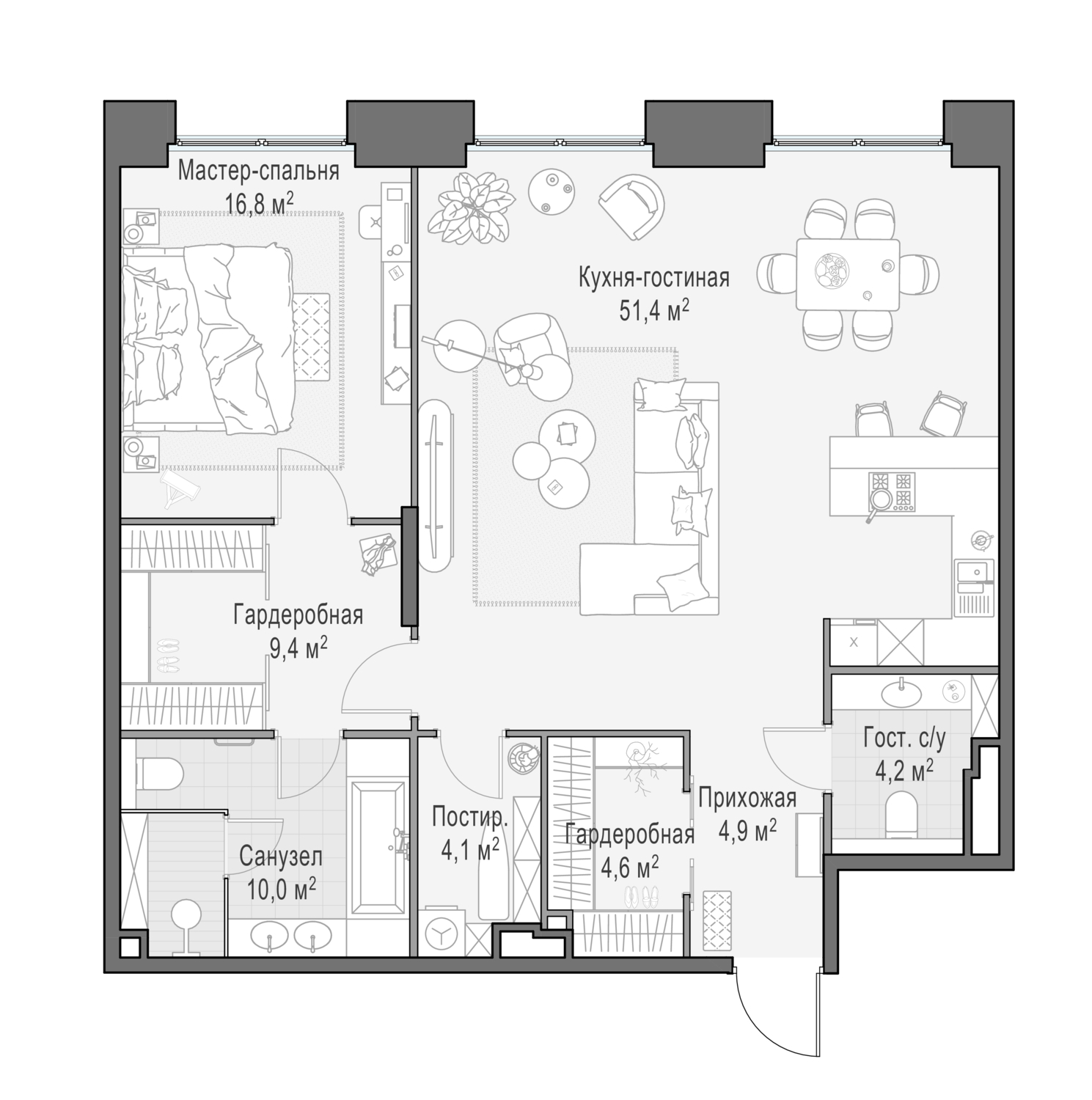 3х-комнатная квартира в ЖК Роскошный квартал Life Time