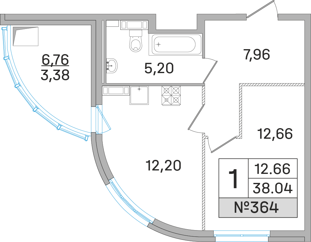 1-комнатная квартира в ЖК Дом‐Мегалит в Королёве