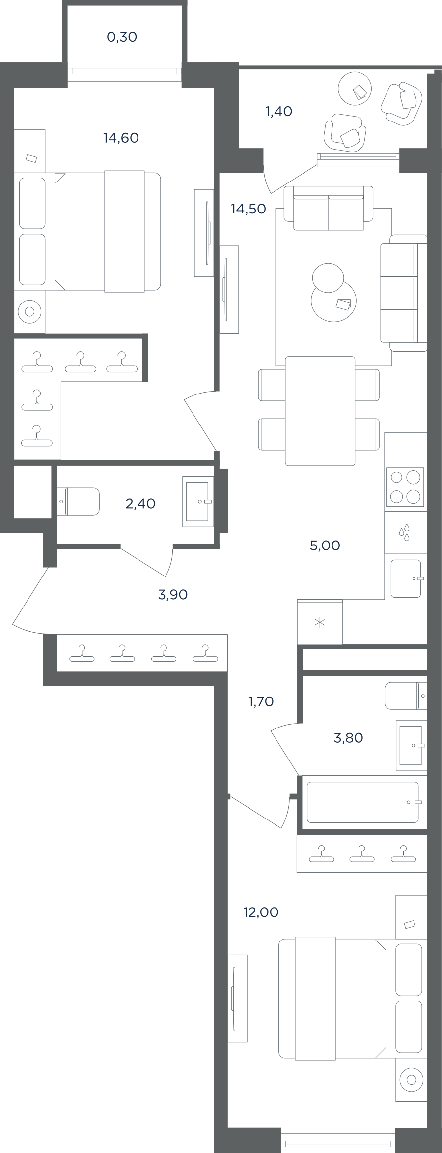 3х-комнатная квартира в ЖК Равновесие