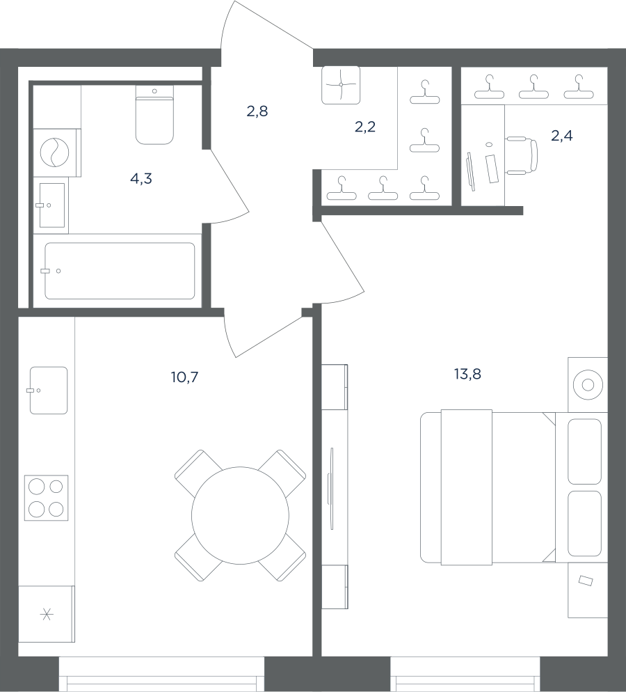 1-комнатная квартира в ЖК Равновесие