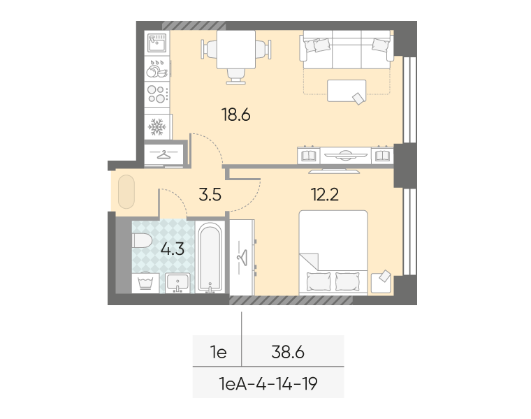 1-комнатная квартира в ЖК Зиларт