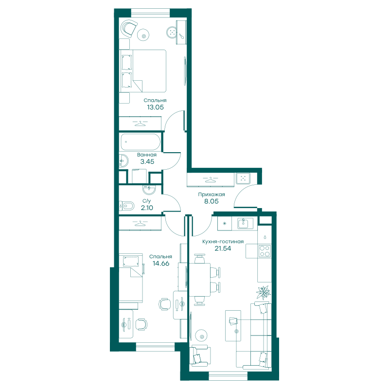 3х-комнатная квартира в ЖК Равновесие