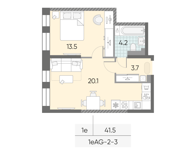 1-комнатная квартира в ЖК Зиларт