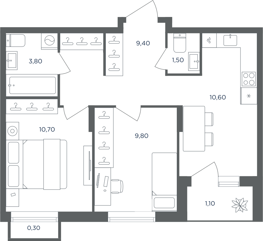 2х-комнатная квартира в ЖК Равновесие