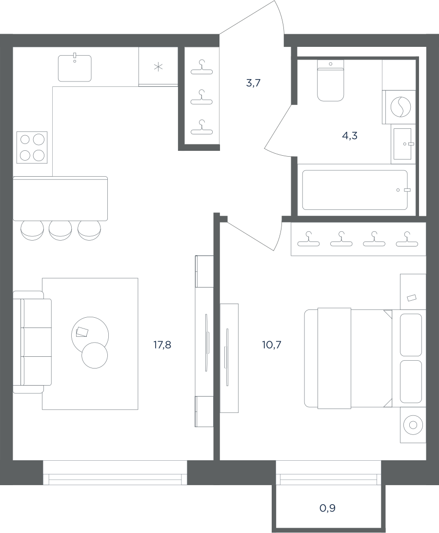 1-комнатная квартира в ЖК Равновесие