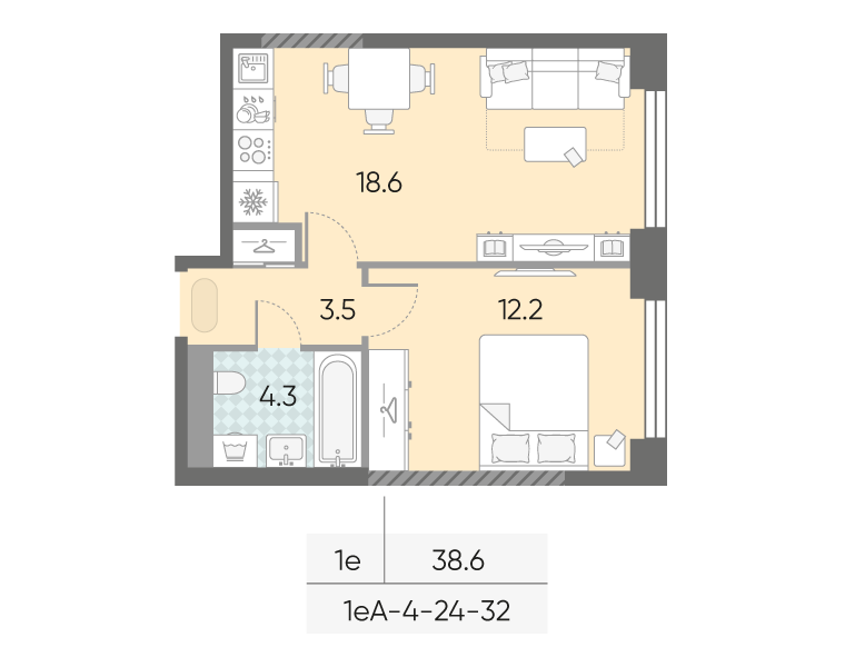 1-комнатная квартира в ЖК Зиларт