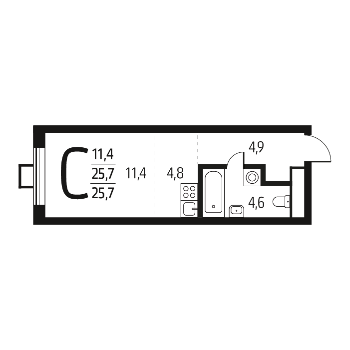 Квартира-студия в ЖК Район Новые Ватутинки мкр. Центральный