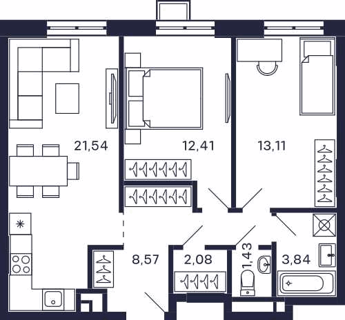 2х-комнатная квартира в ЖК Квартал «Тетрис»