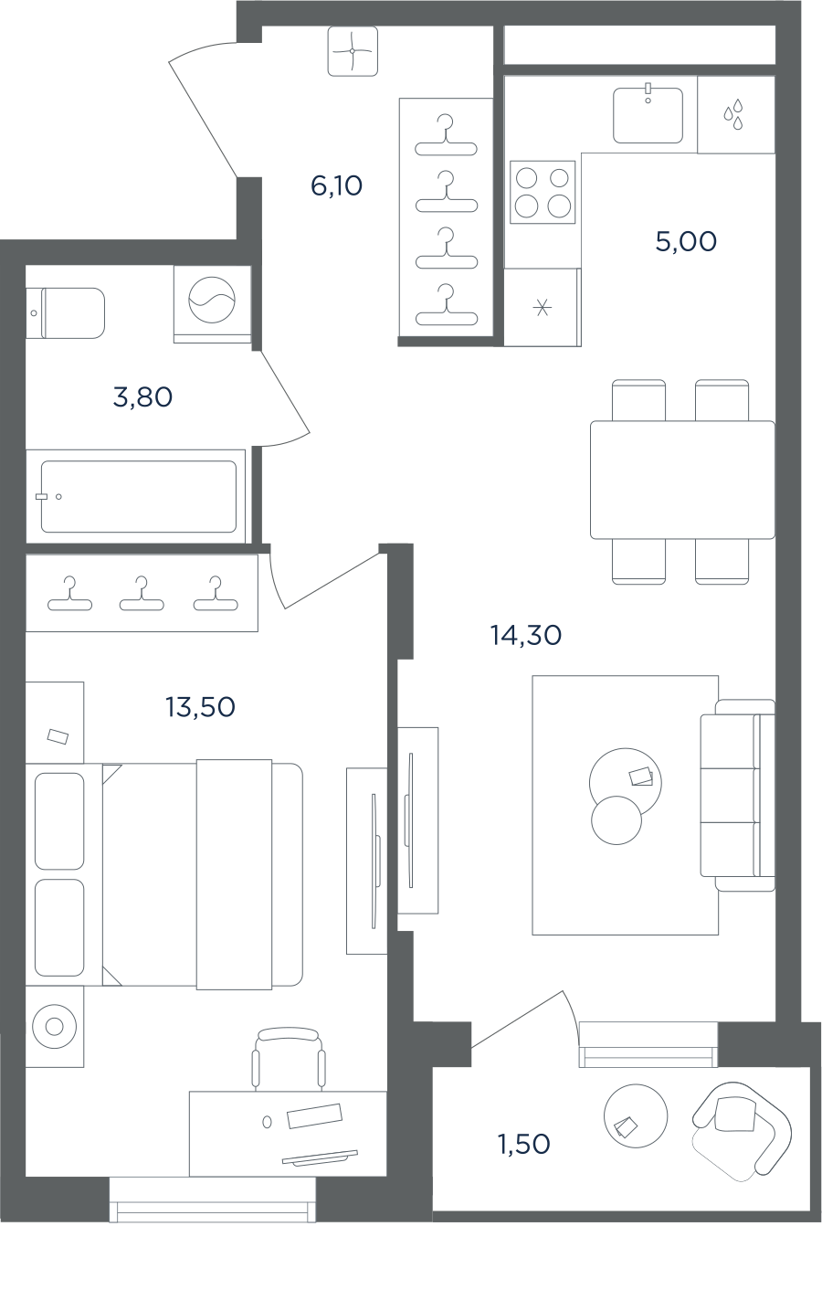 1-комнатная квартира в ЖК Равновесие
