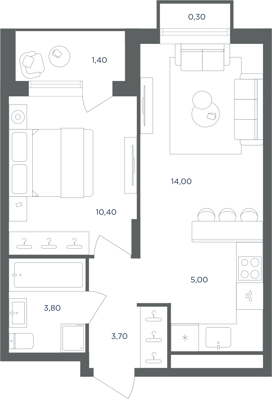 2х-комнатная квартира в ЖК Равновесие