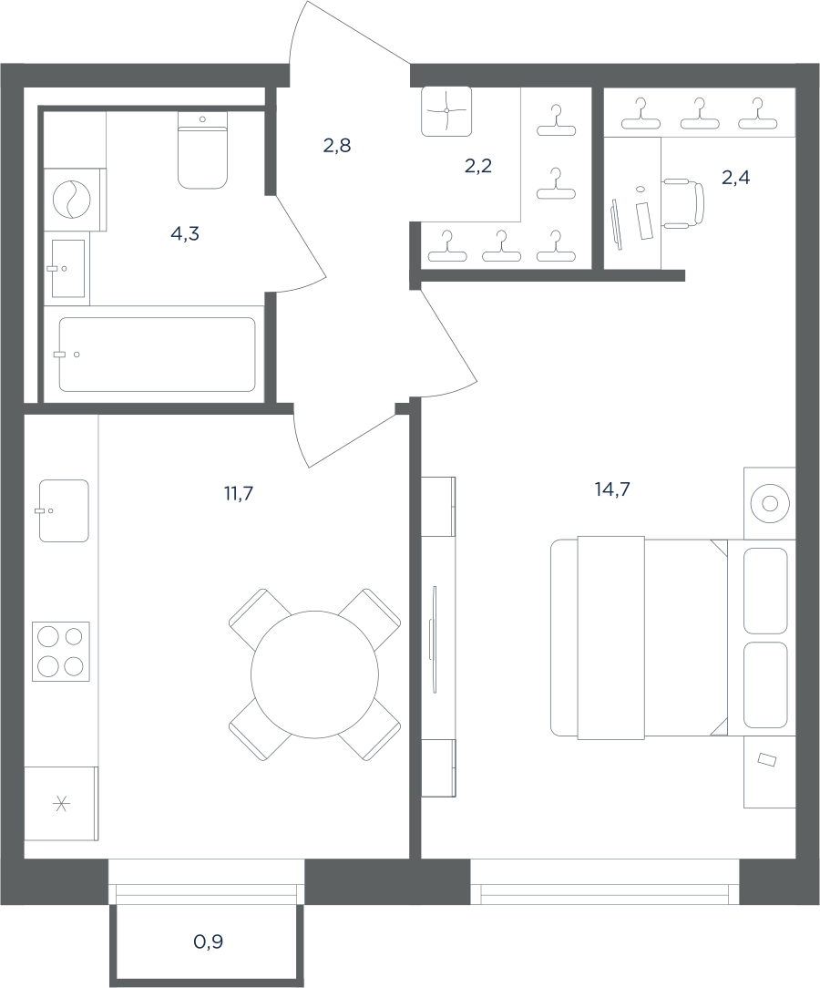 1-комнатная квартира в ЖК Равновесие