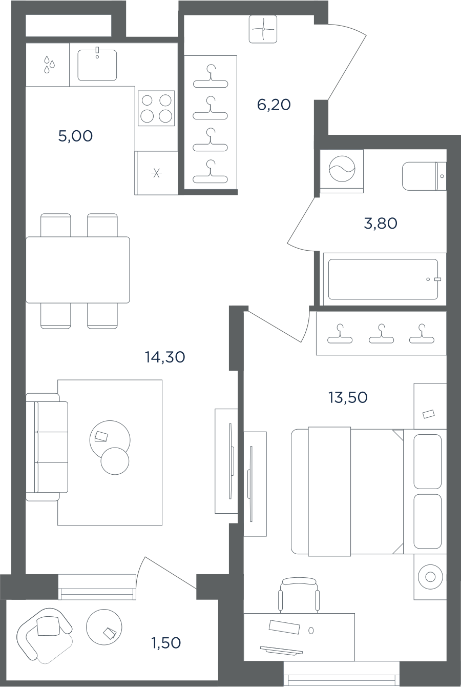 1-комнатная квартира в ЖК Равновесие