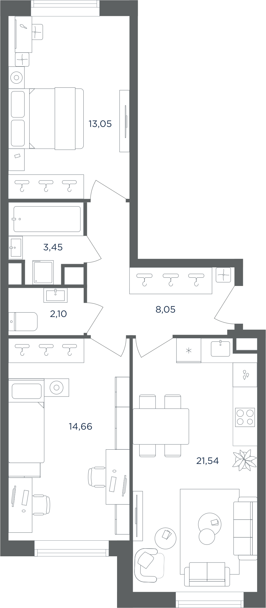 3х-комнатная квартира в ЖК Равновесие
