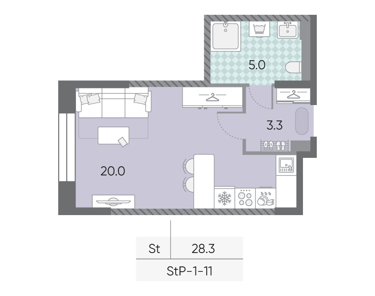 Квартира-студия в ЖК Зиларт