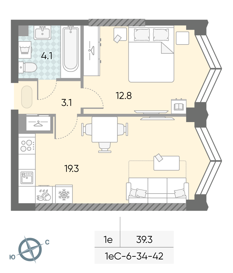 1-комнатная квартира в ЖК Зиларт