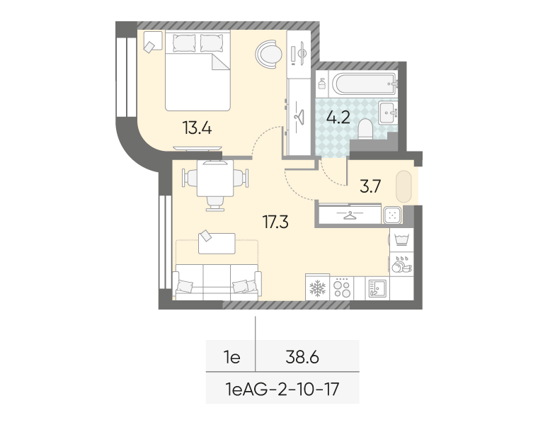 1-комнатная квартира в ЖК Зиларт