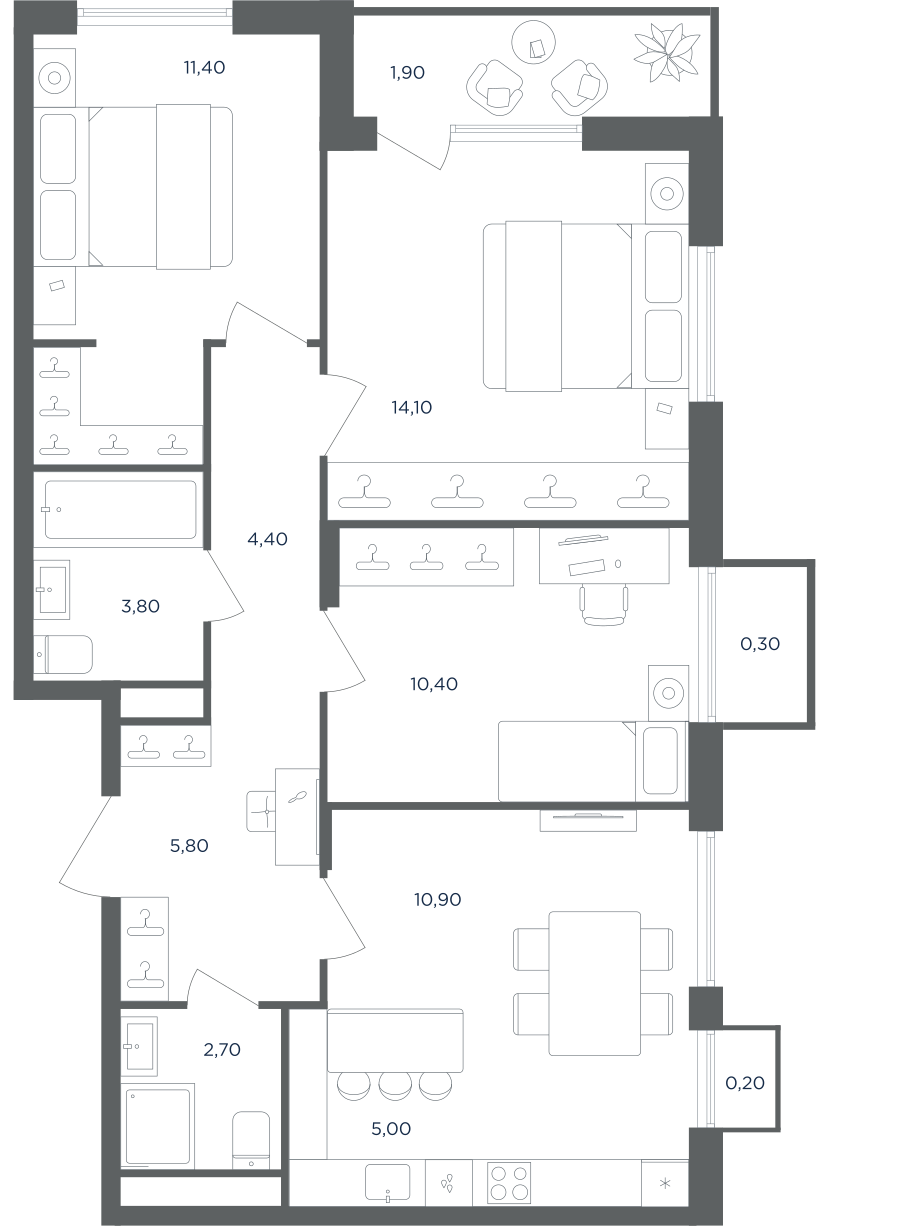 4х-комнатная квартира в ЖК Равновесие