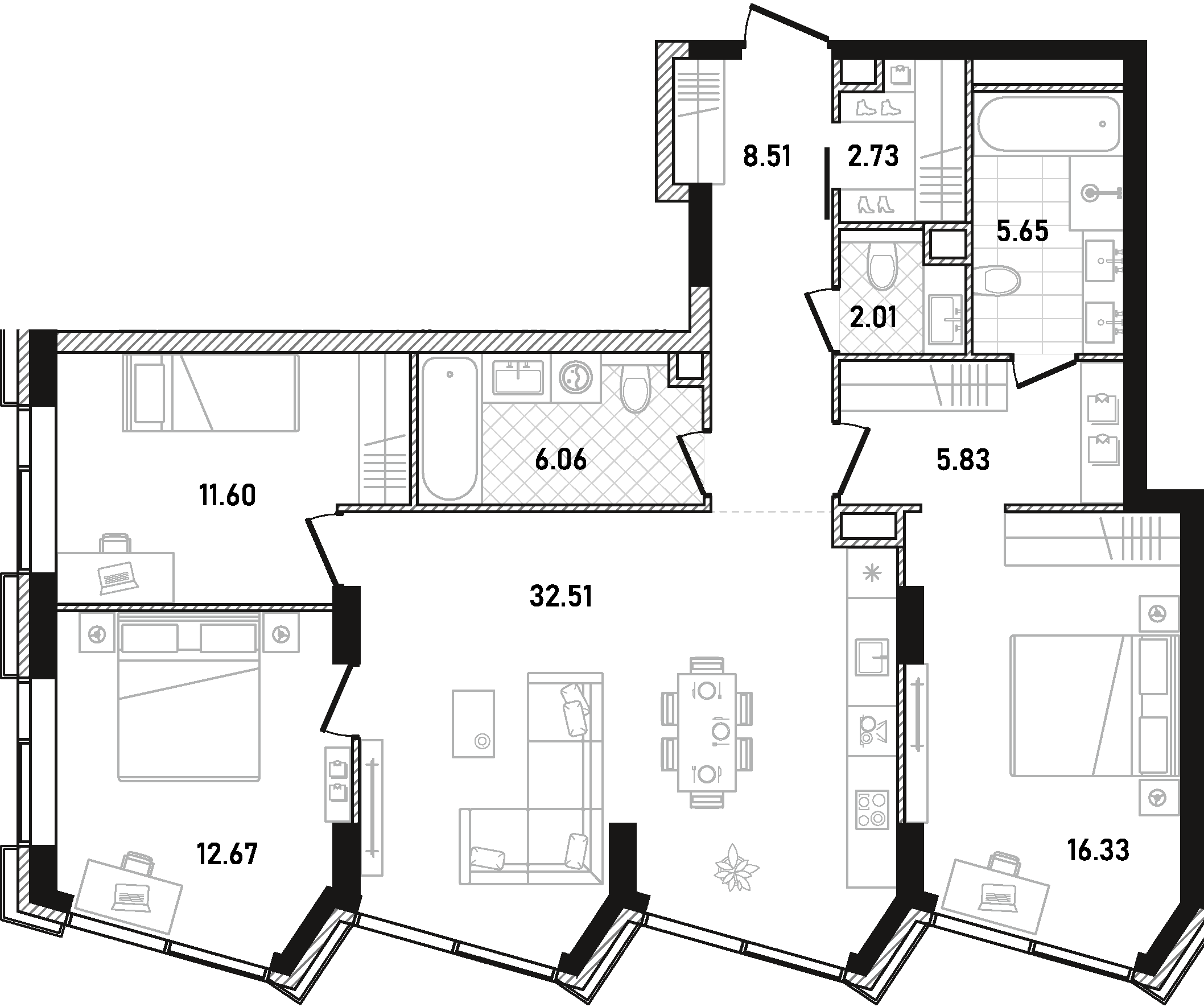 3х-комнатная квартира в ЖК Republic (Репаблик)