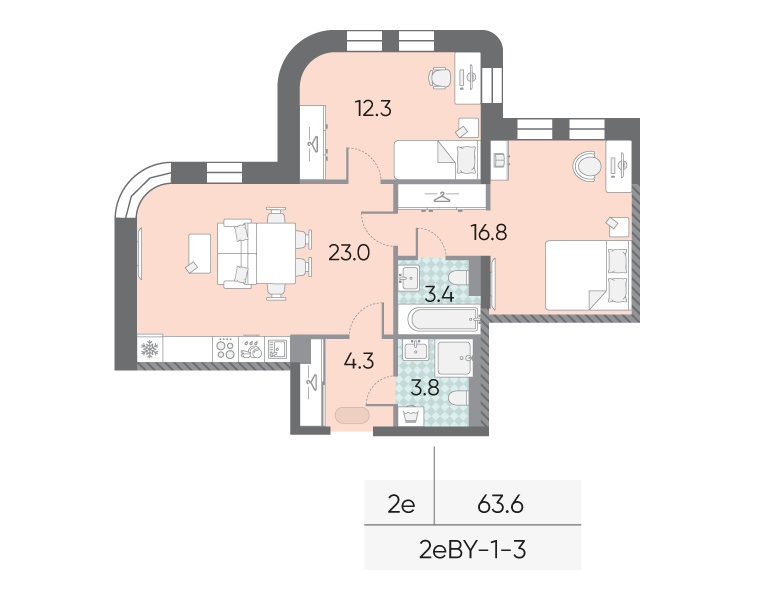2х-комнатная квартира в ЖК Зиларт