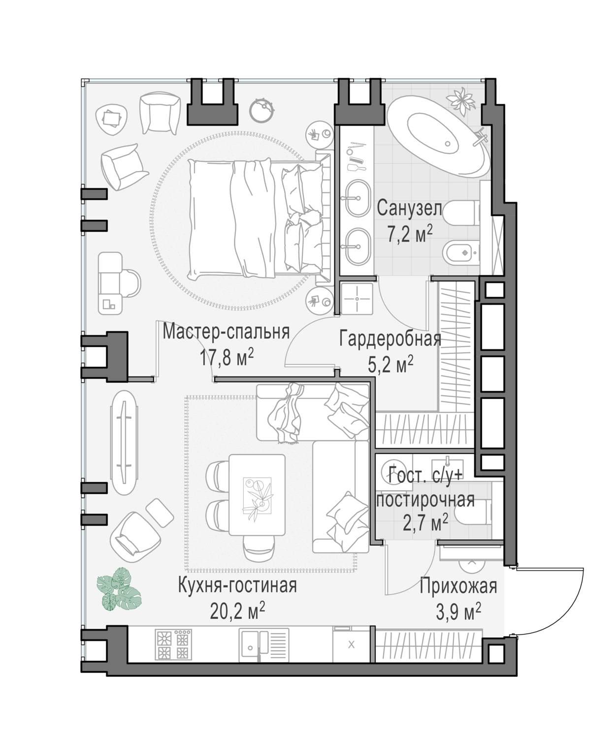 2х-комнатная квартира в ЖК Роскошный квартал Life Time