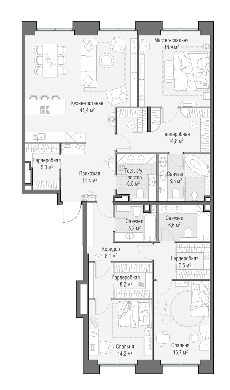 5-комнатная квартира в ЖК Роскошный квартал Life Time