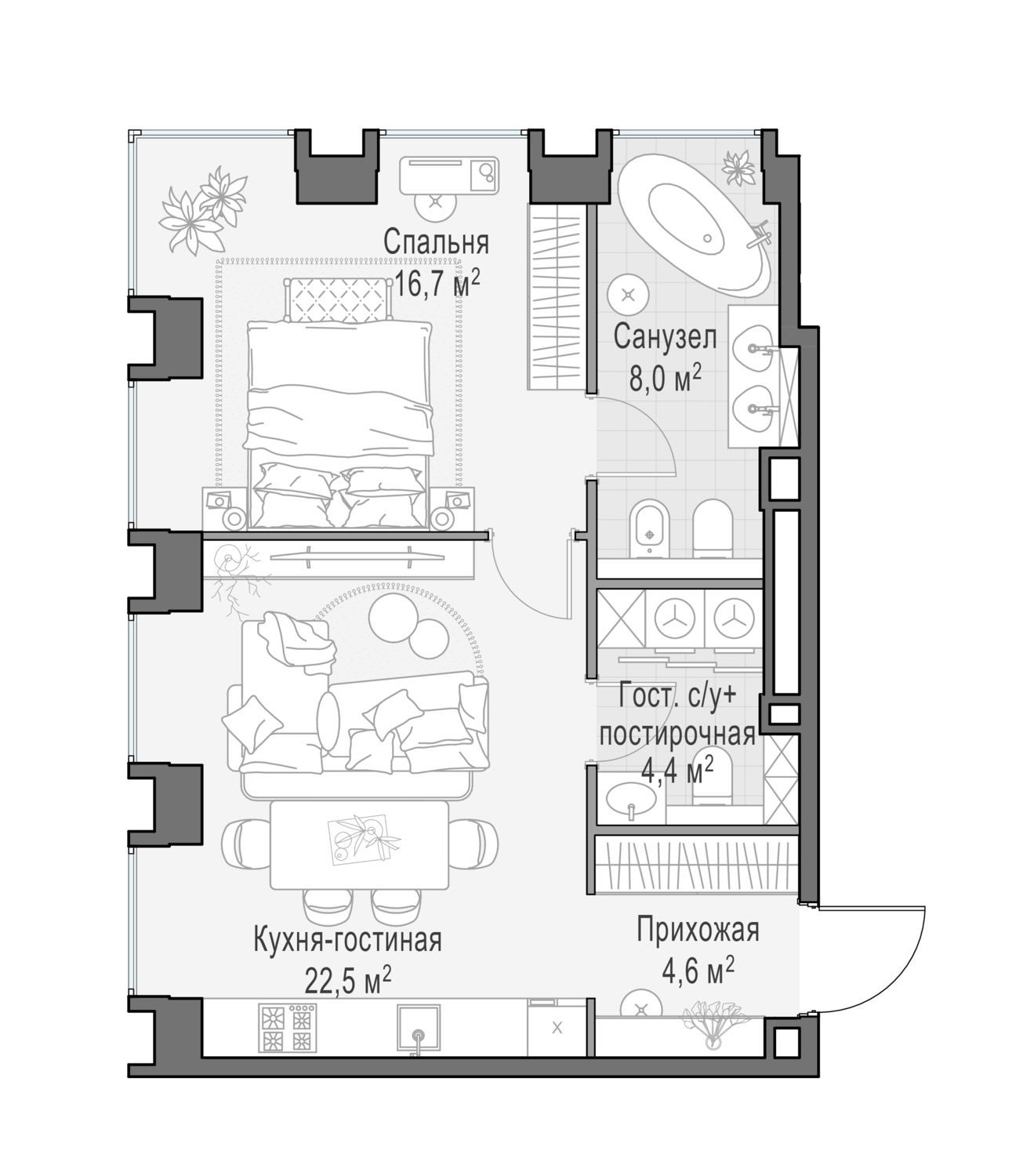 2х-комнатная квартира в ЖК Роскошный квартал Life Time