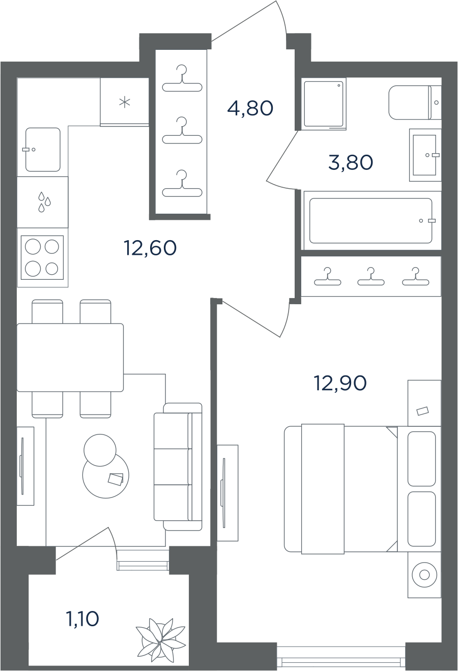 1-комнатная квартира в ЖК Равновесие