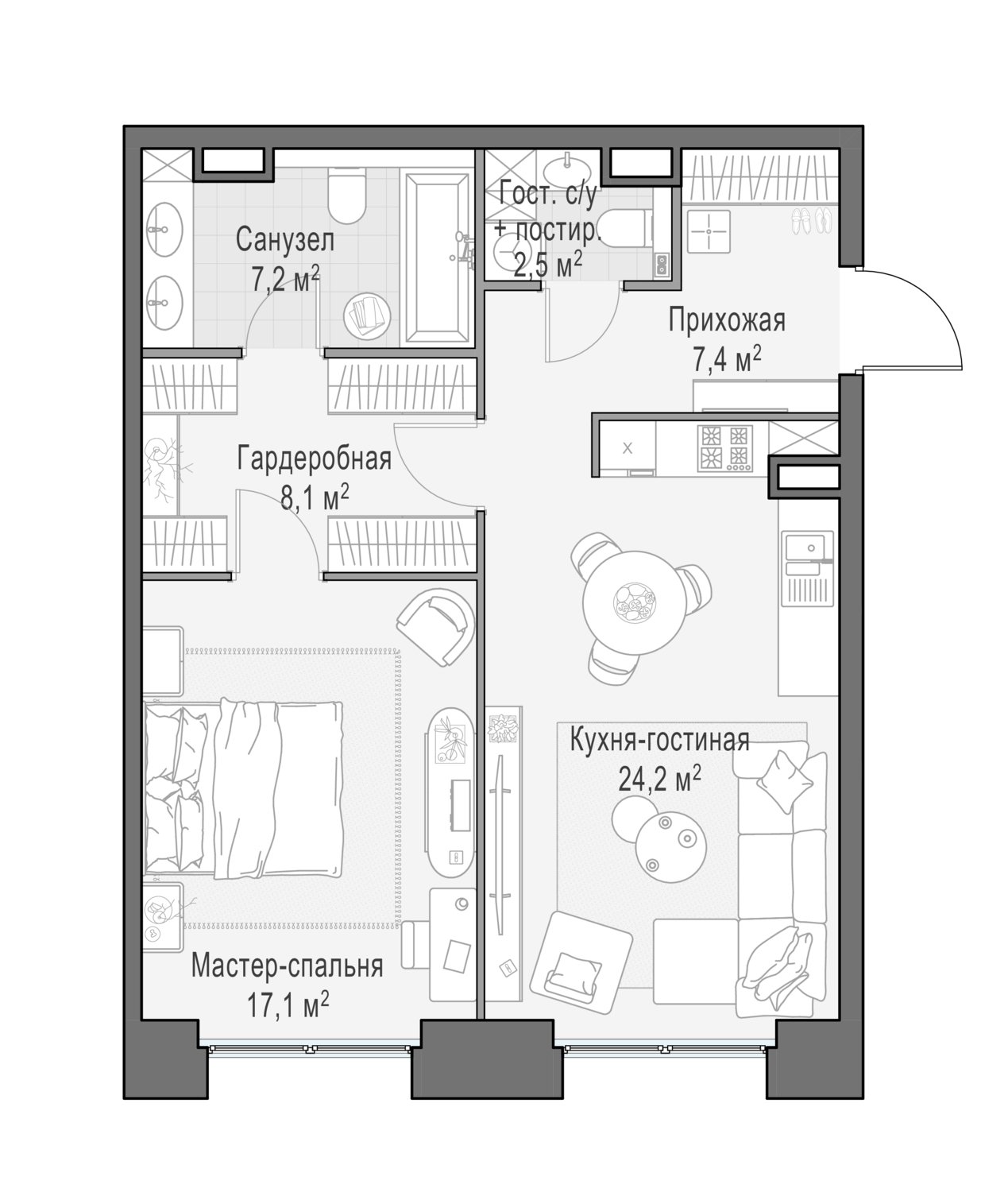 2х-комнатная квартира в ЖК Роскошный квартал Life Time