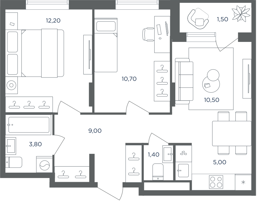 3х-комнатная квартира в ЖК Равновесие
