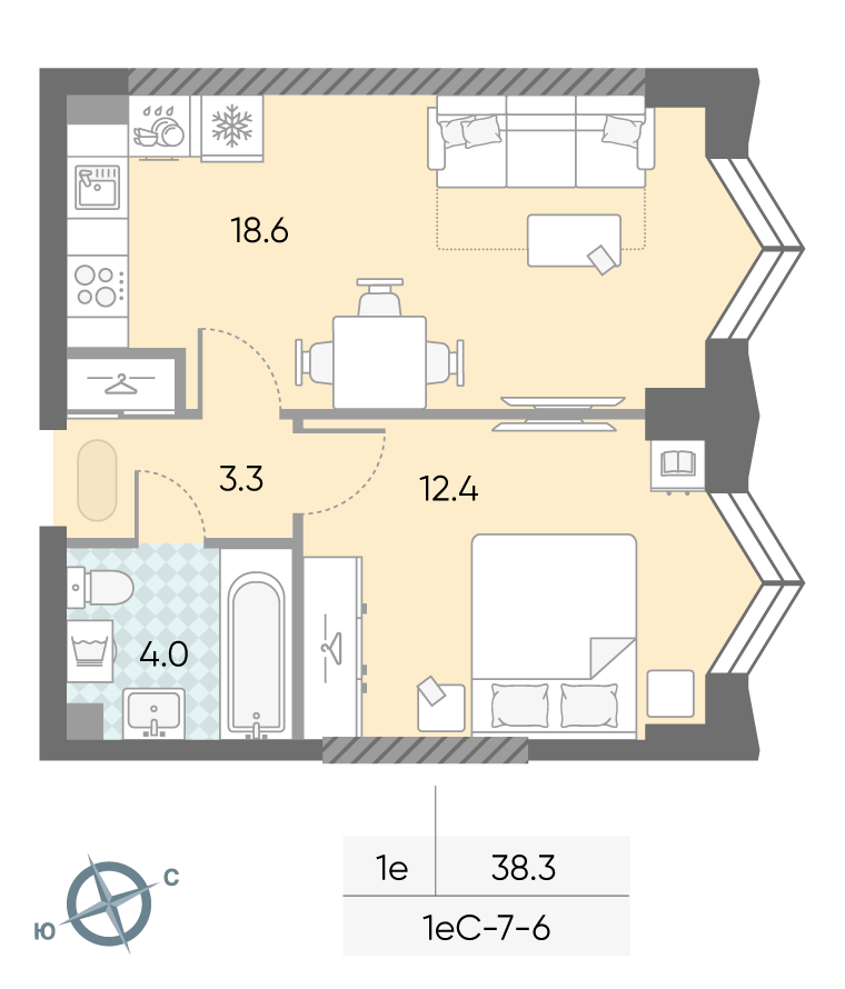 1-комнатная квартира в ЖК Зиларт
