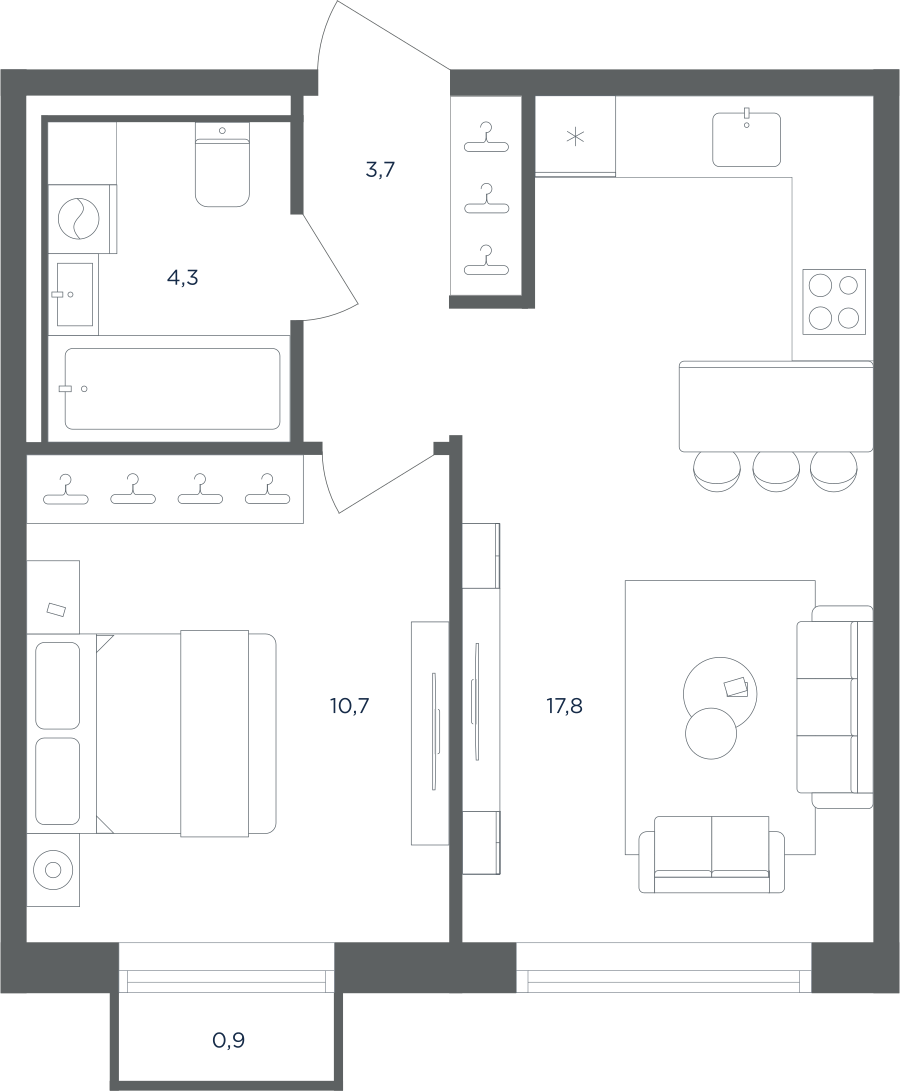 1-комнатная квартира в ЖК Равновесие