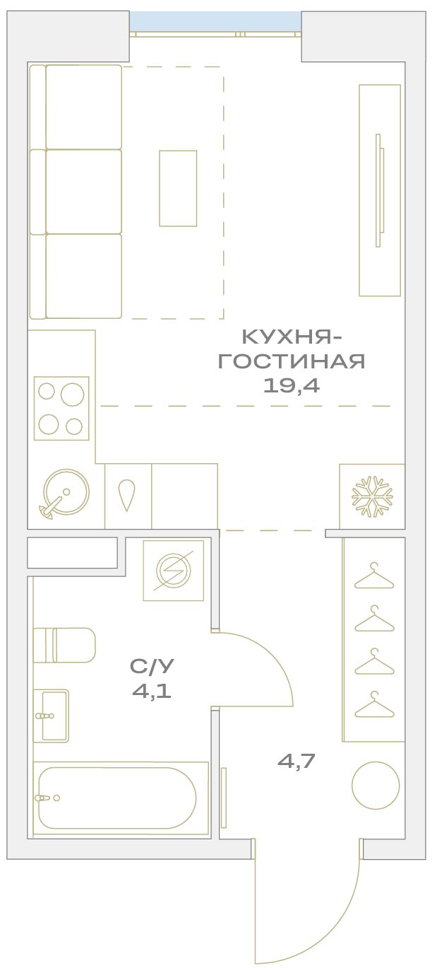 Квартира-студия в ЖК Детали