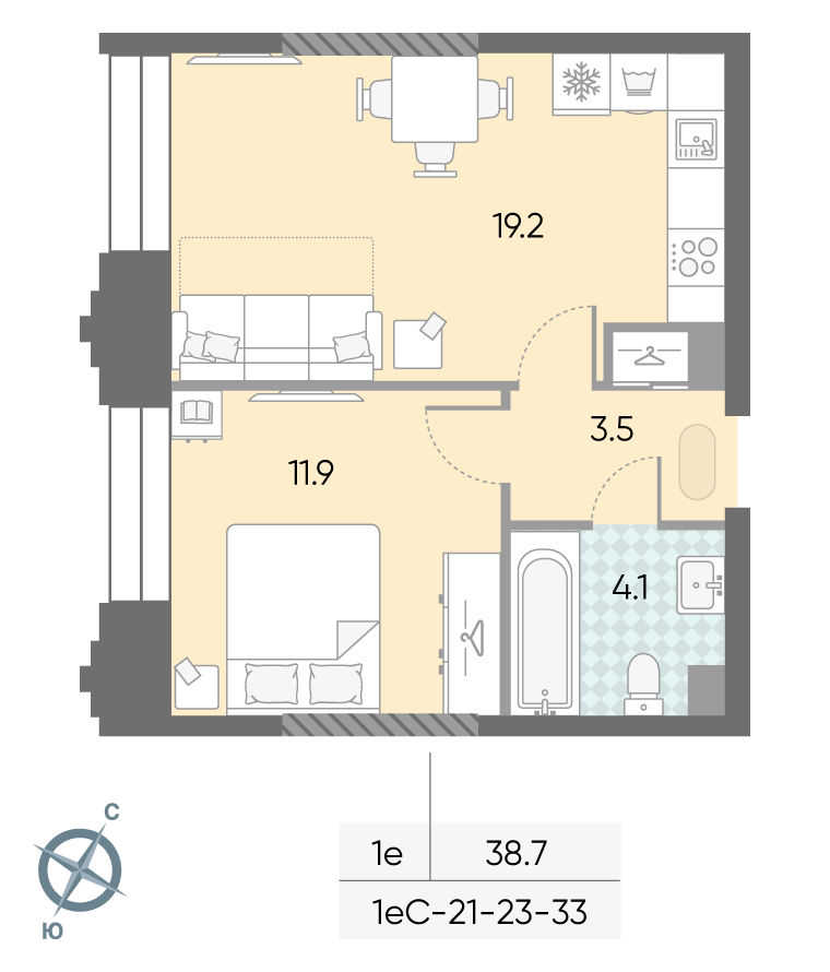 1-комнатная квартира в ЖК Зиларт 1-комнатная квартира в ЖК Зиларт