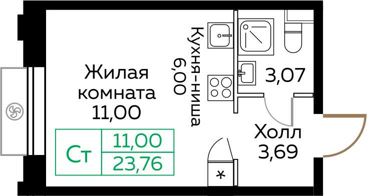 Квартира-студия в ЖК КИТ