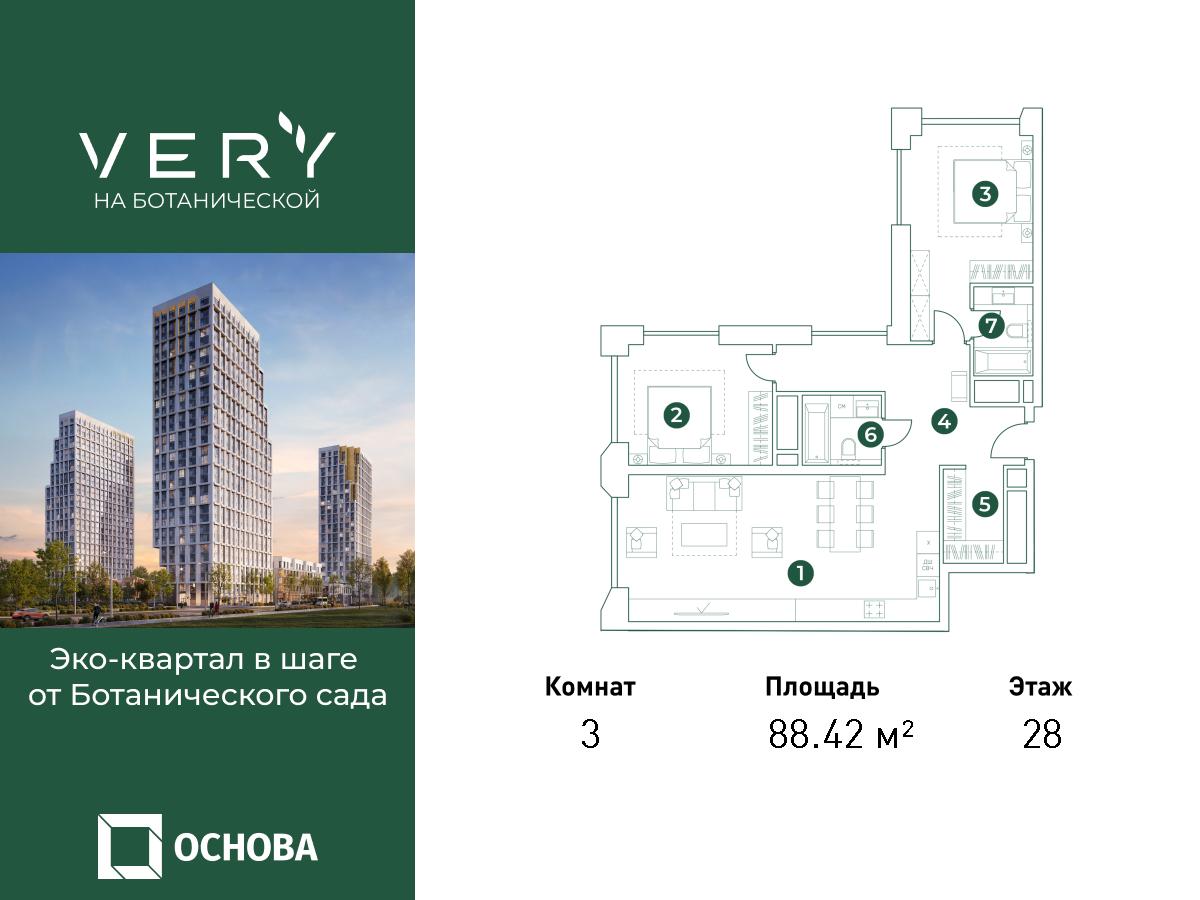 3х-комнатная квартира в ЖК Very Ботанический сад