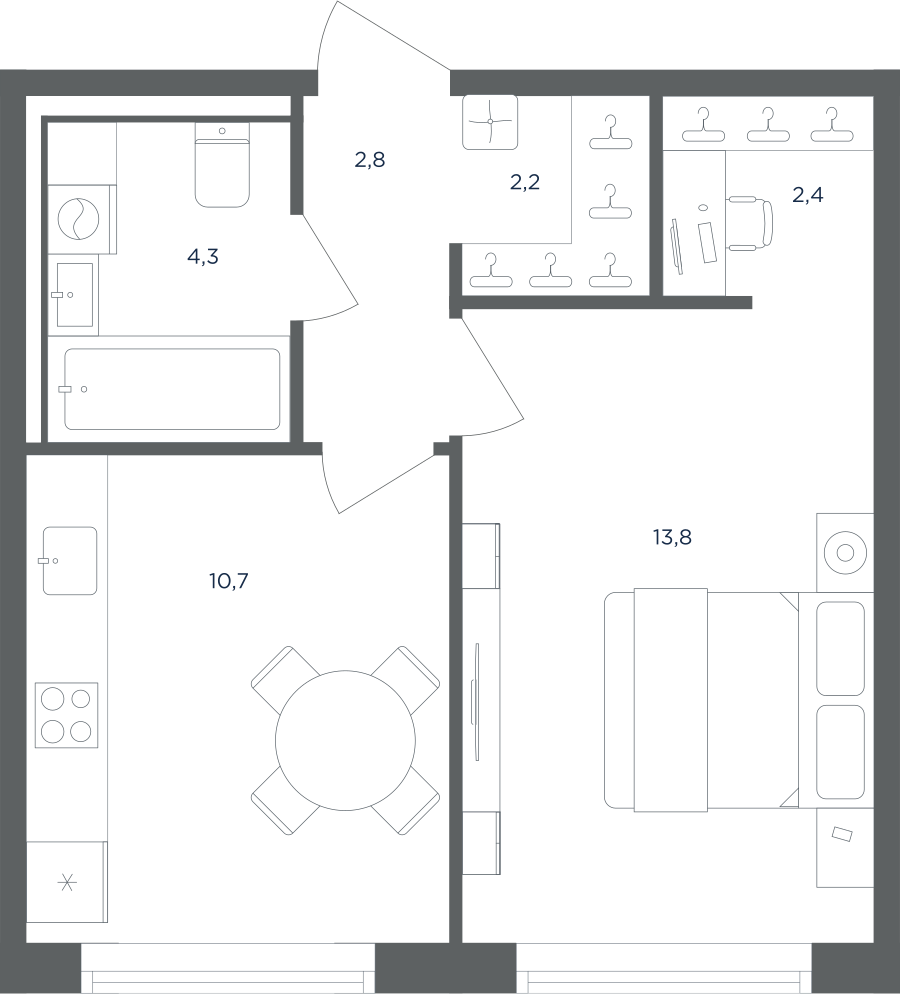 1-комнатная квартира в ЖК Равновесие