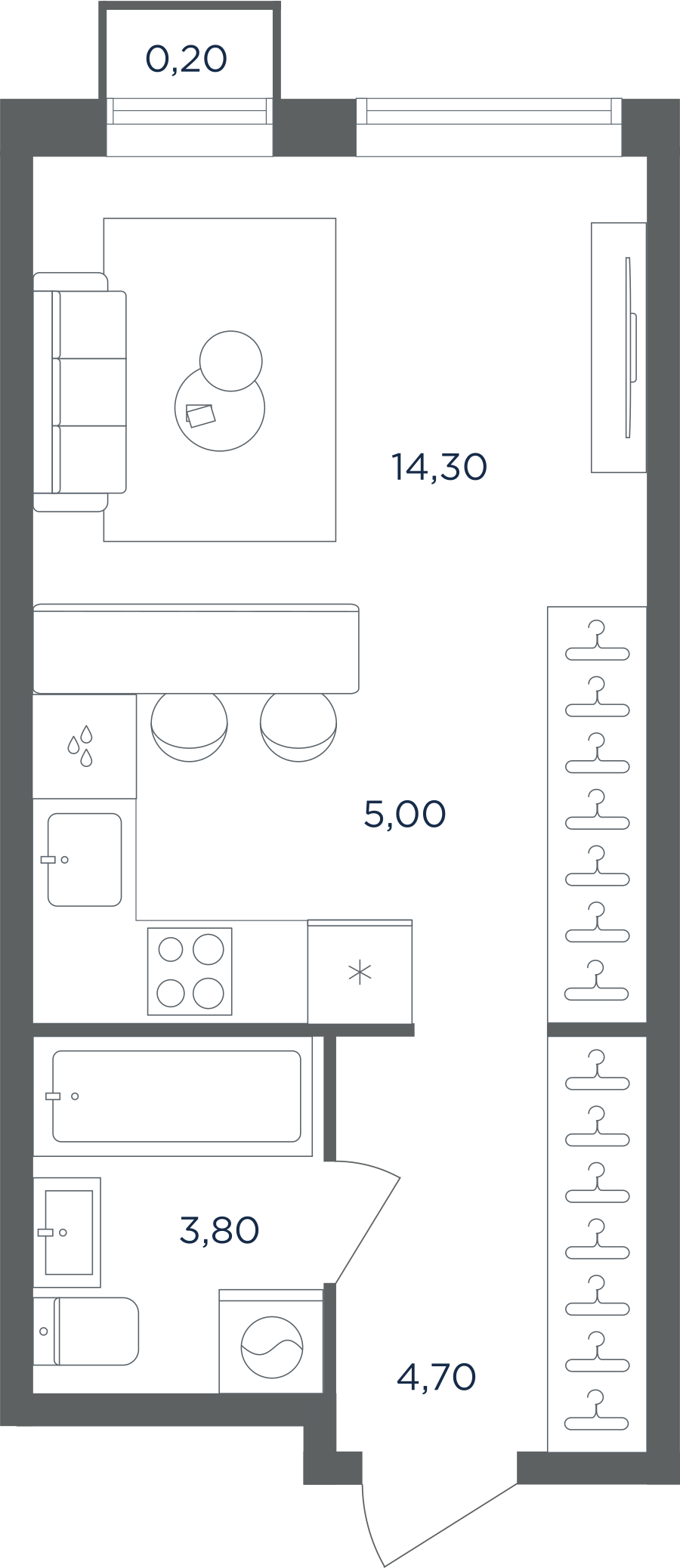 Квартира-студия в ЖК Равновесие