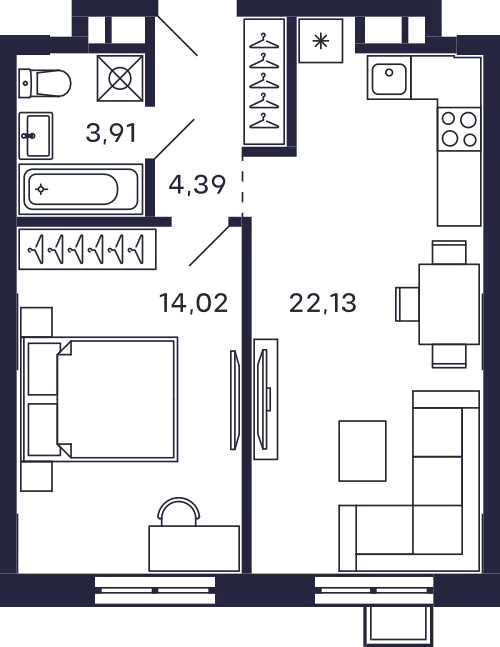 1-комнатная квартира в ЖК Квартал «Тетрис»