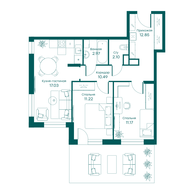 3х-комнатная квартира в ЖК Равновесие