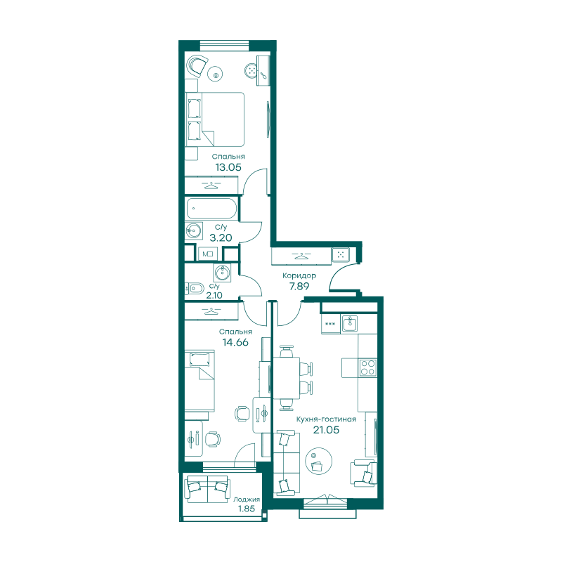 3х-комнатная квартира в ЖК Равновесие