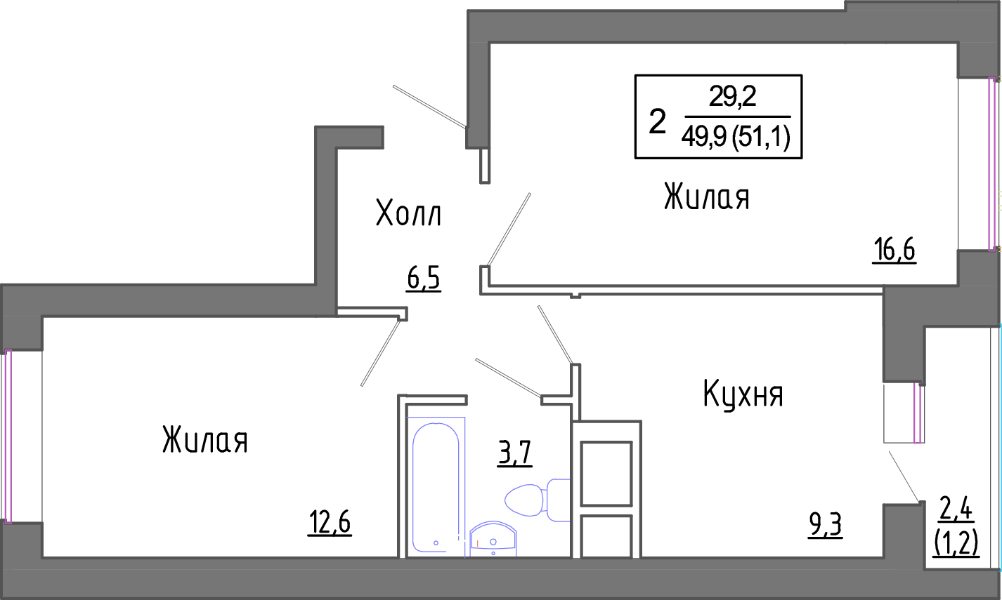 2х-комнатная квартира в ЖК Новое Замитино