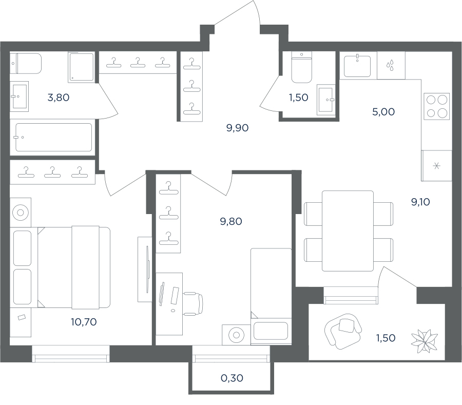 3х-комнатная квартира в ЖК Равновесие