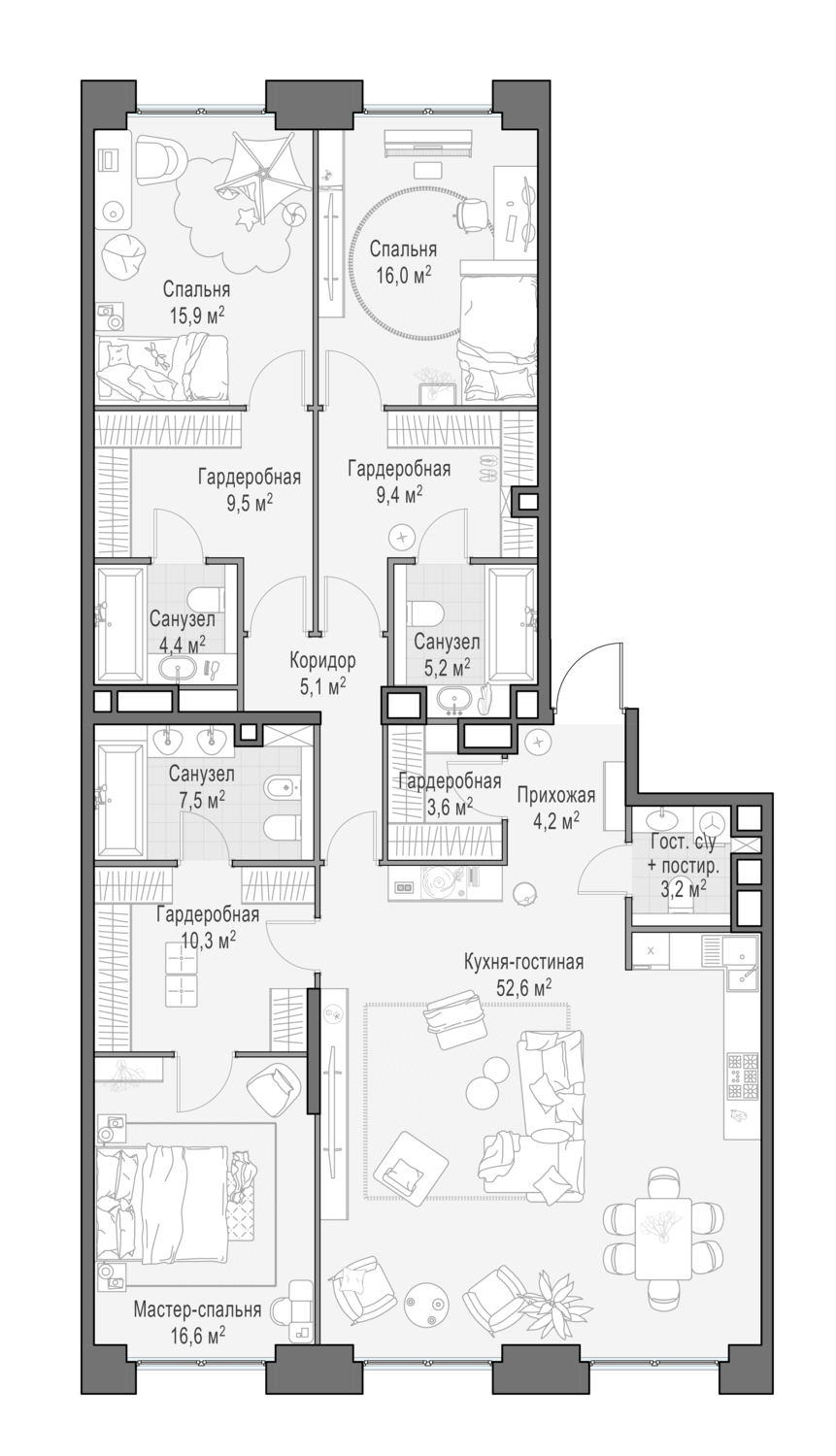5-комнатная квартира в ЖК Роскошный квартал Life Time