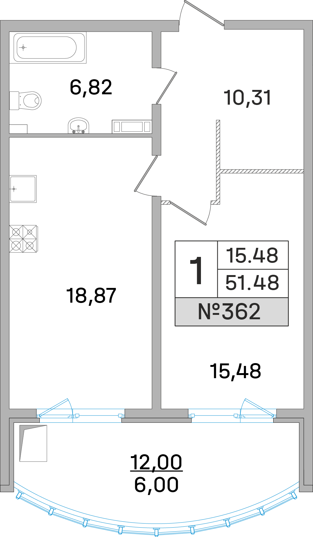 1-комнатная квартира в ЖК Дом‐Мегалит в Королёве