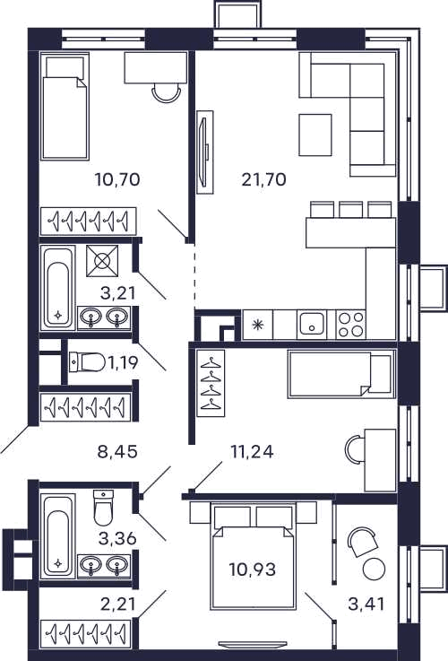 3х-комнатная квартира в ЖК Квартал «Тетрис»