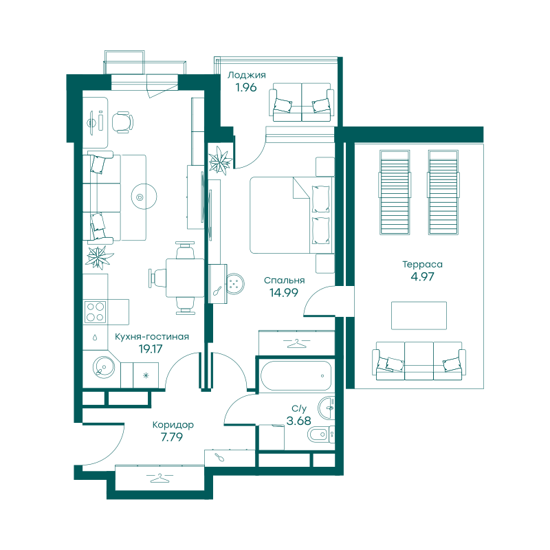 2х-комнатная квартира в ЖК Равновесие