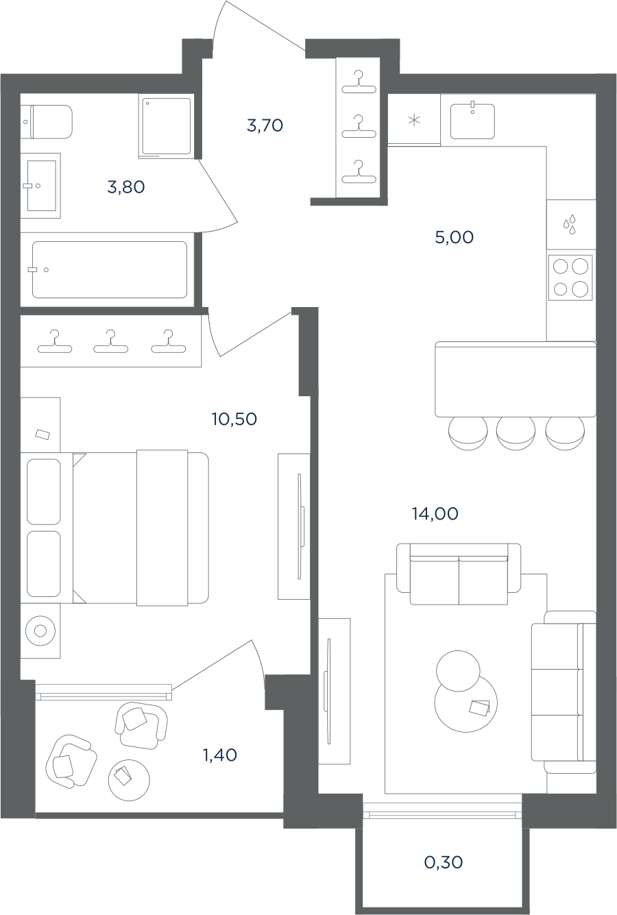 2х-комнатная квартира в ЖК Равновесие